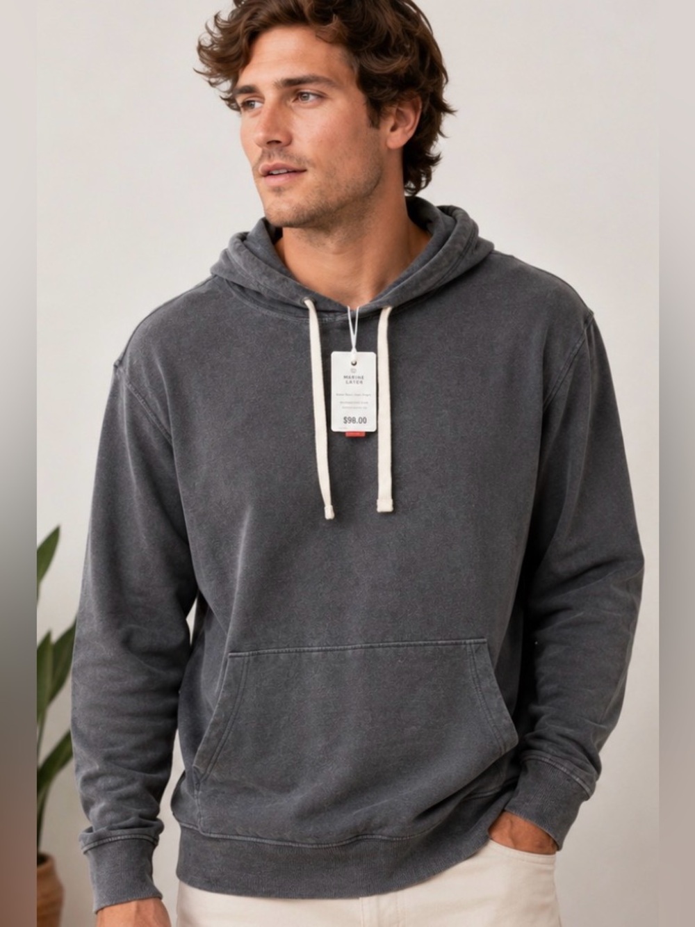 Marine Layer Men's Heavy Slub Hoodie in Asphalt Grey Size Medium NWT $94.00